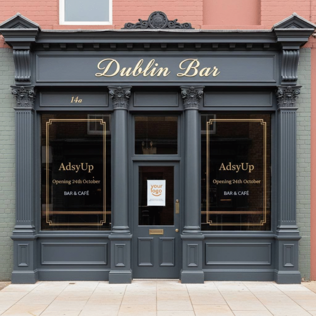 Retail shopfront window featuring custom vinyl graphics designed to promote products and enhance storefront visibility.