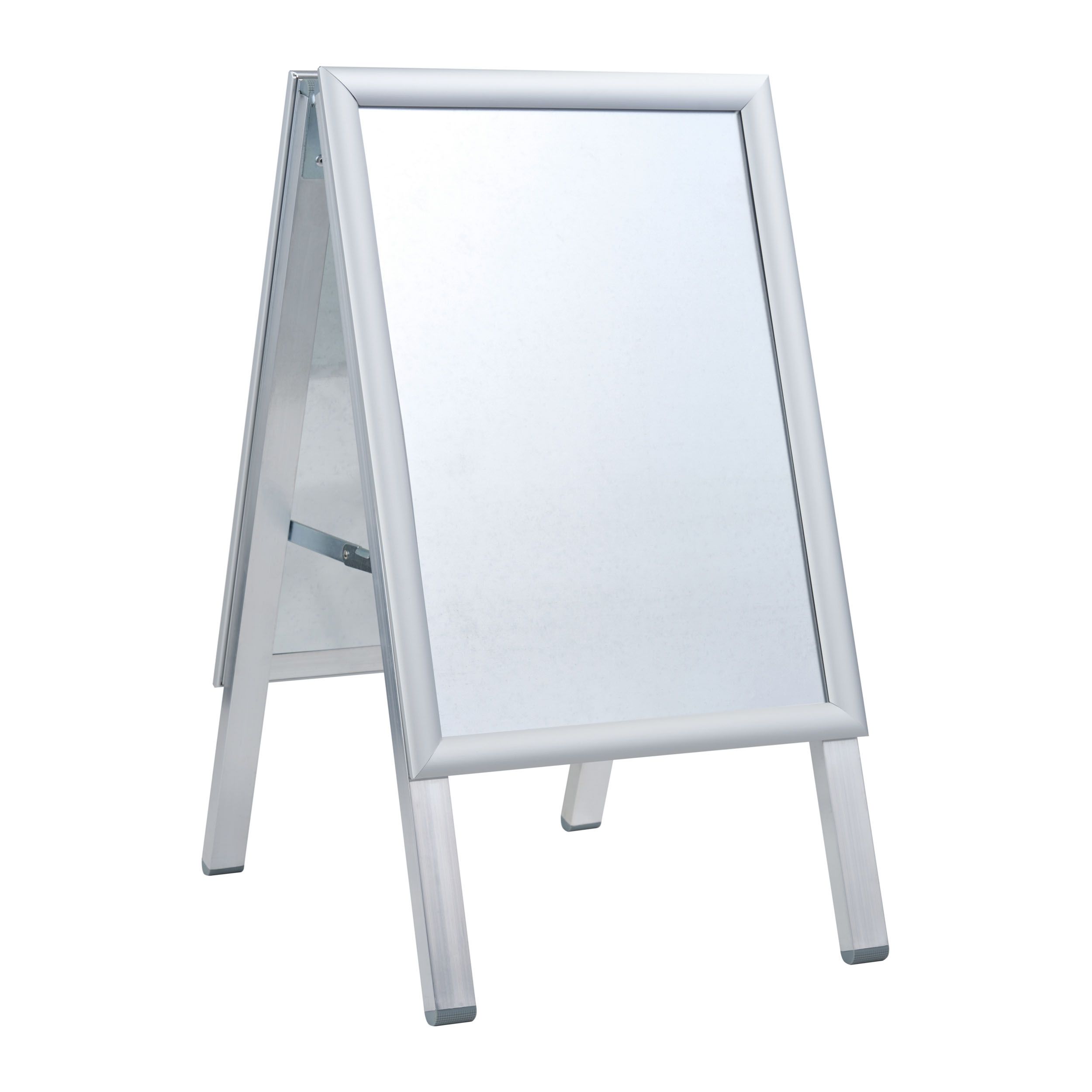 Double-sided aluminium snap frame pavement sign with mitred corners