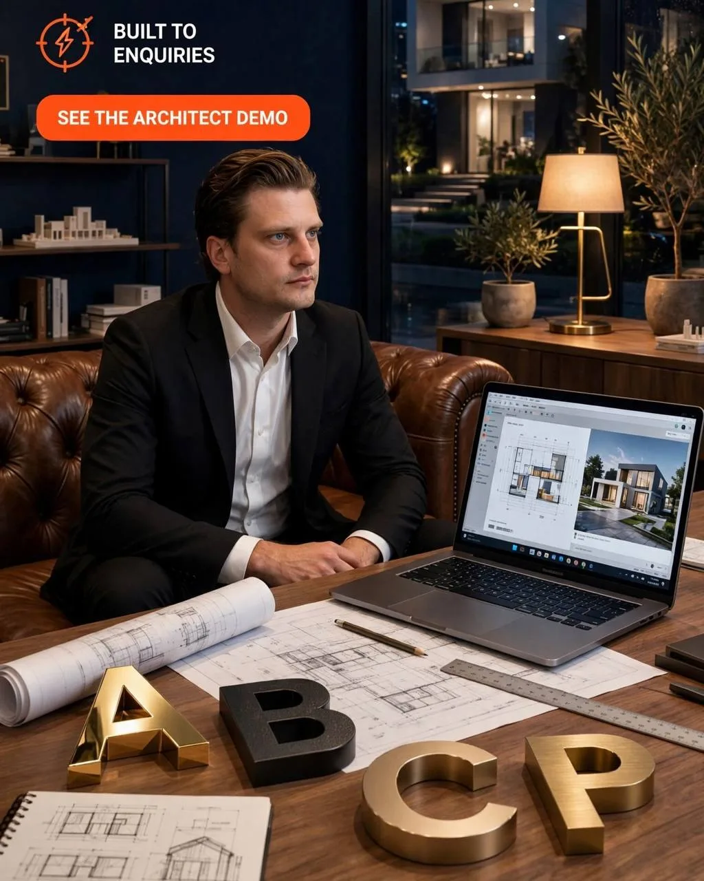 Illuminated 3D letters on a desk during the AdsyUp design and production process