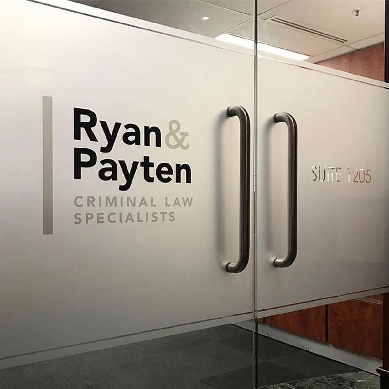 Frosted film with a logo and lettering on glass office doors
