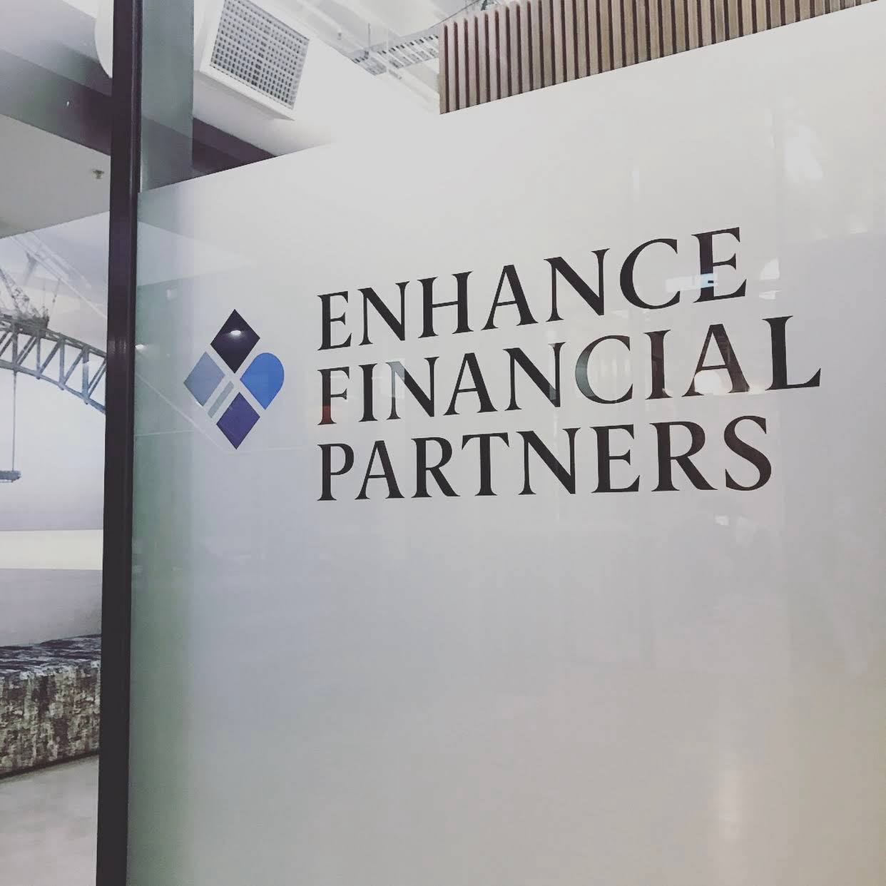 Frosted film with a logo on a glass partition