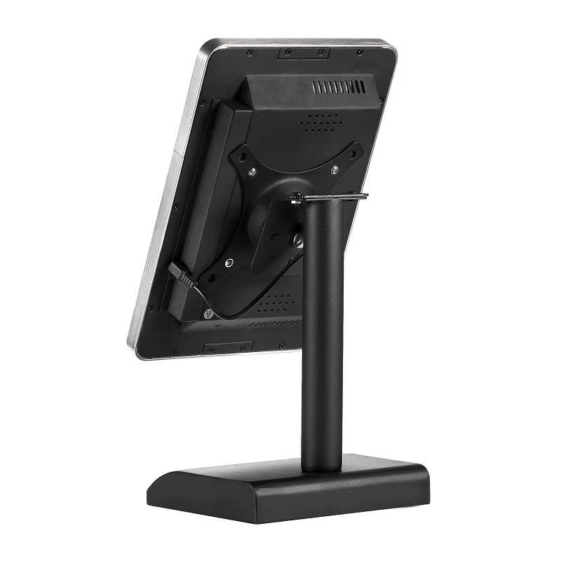 Rear view of a 10.1 inch countertop digital menu display with tilting head and weighted base